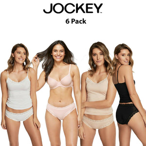 Womens Jockey Parisienne Classic Bikini Brief Undies lace Knickers 6 Pack WWLH