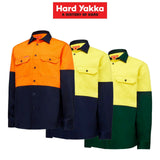 Work Hard Yakka Core Hi-Vis Work Shirt Strong Tough Farm Cotton Drill L/S Y04605