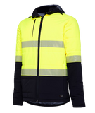 KingGee Mens Reflective Puffer Jacket Hi-Vis Hood Work Safety Waterproof K55015