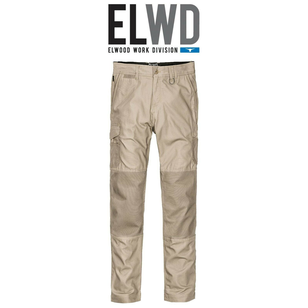 Mens Elwood Slim Pants Stretch Canvas Work Utility Safety Tradie Phone EWD105