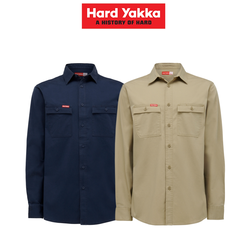 Hard Yakka Mens Heritage Workers Shirt Regular Fit Stretch Canvas Work Y04425