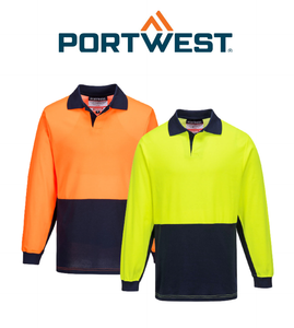 Portwest Long Sleeve Food Industry Cotton Comfort Polo Work Safety MF213