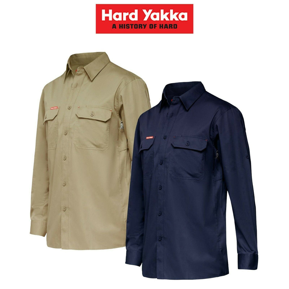 Hard Yakka Mens Core Summer Weight Cool Vented Drill Work Shirt Comfort Y04630