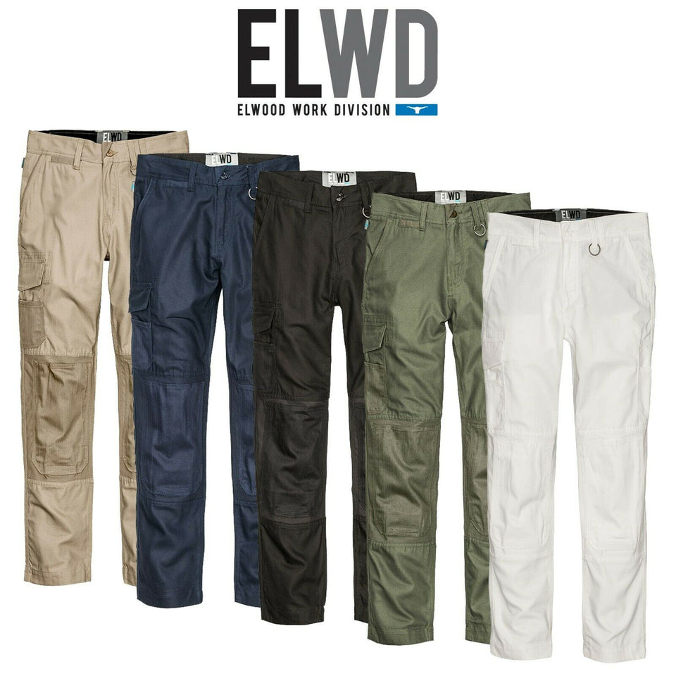 Womens Elwood Utility Work Pants Stretch Canvas Phone Pocket Tradie Tough EWD501