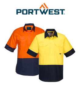 Portwest Hi-Vis Two Tone Lightweight Short Sleeve Closed Front Shirt Wear MC802