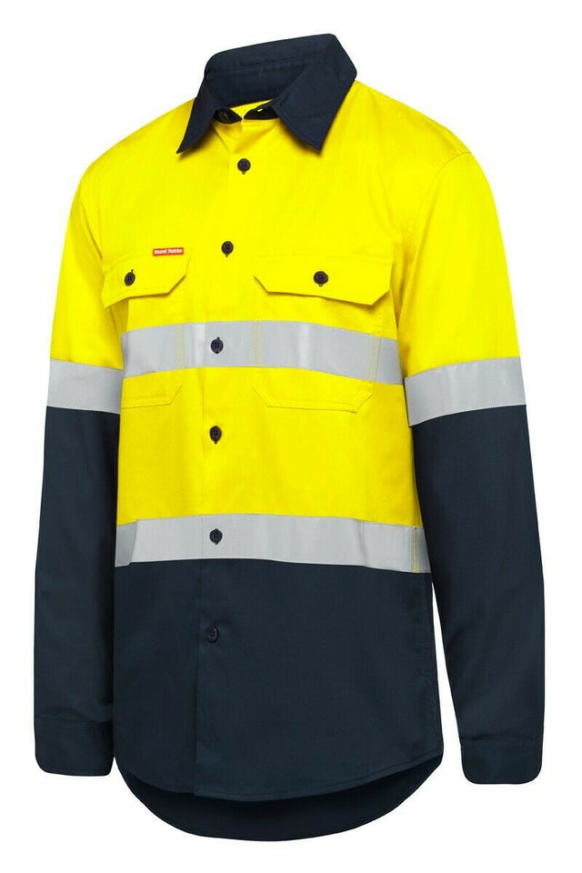 Hard Yakka Safety Hi-Vis Vented Cotton Taped Work Long Sleeve Shirt Y07940