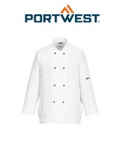Portwest Rachel Ladies Chefs Jacket L/S White Mesh Air Long Sleeve Pocket C837