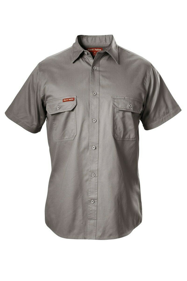 Hard Yakka Cotton Drill Work Shirt Button Short Sleeve Workwear Top Y07510