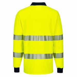 Portwest Mens Long Sleeve PW3 Hi-Vis Polo Shirt  Reflective Safety Workwear T186