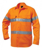 Mens KingGee Hi-Vis Long Sleeve Reflective Tape Work Shirt Job Site Drill K54250