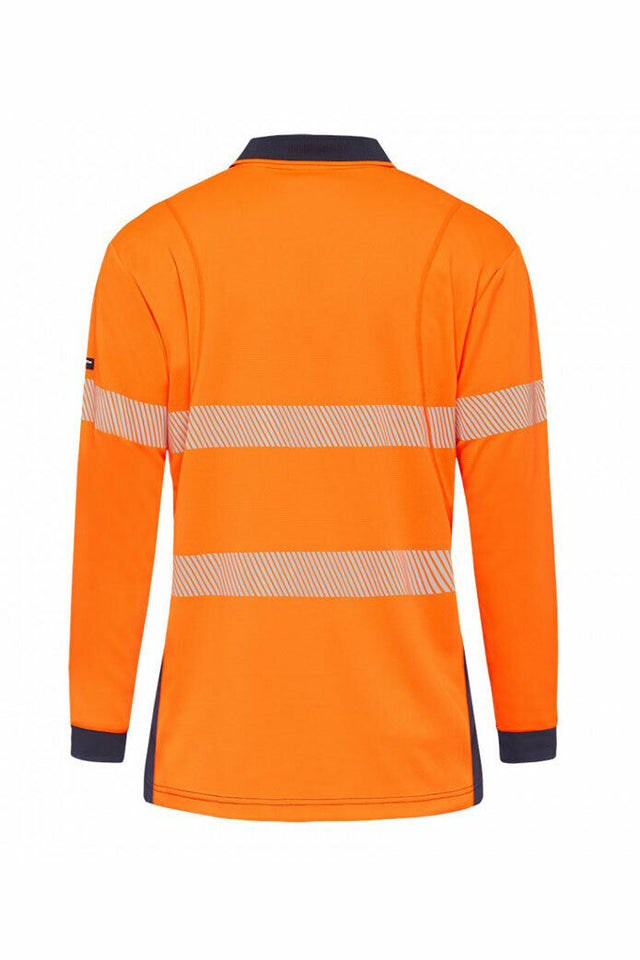 KingGee Mens Hi-Vis Workcool Summer Polo Shirt Long Sleeve Taped Work K54225