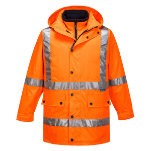 Portwest Max 4-in-1 Rain Jacket with Cross Back Reflective Work Safety MJ331