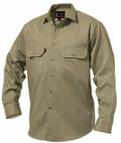 KingGee Open Front Drill Shirt Reinforced Stitching Tough Workwear K04010