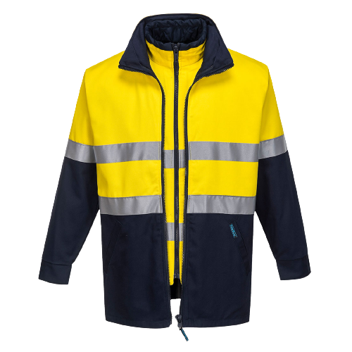 Portwest Hume 100% Cotton 4-in-1 Jacket 2 Tone Reflective Work Safety MJ777