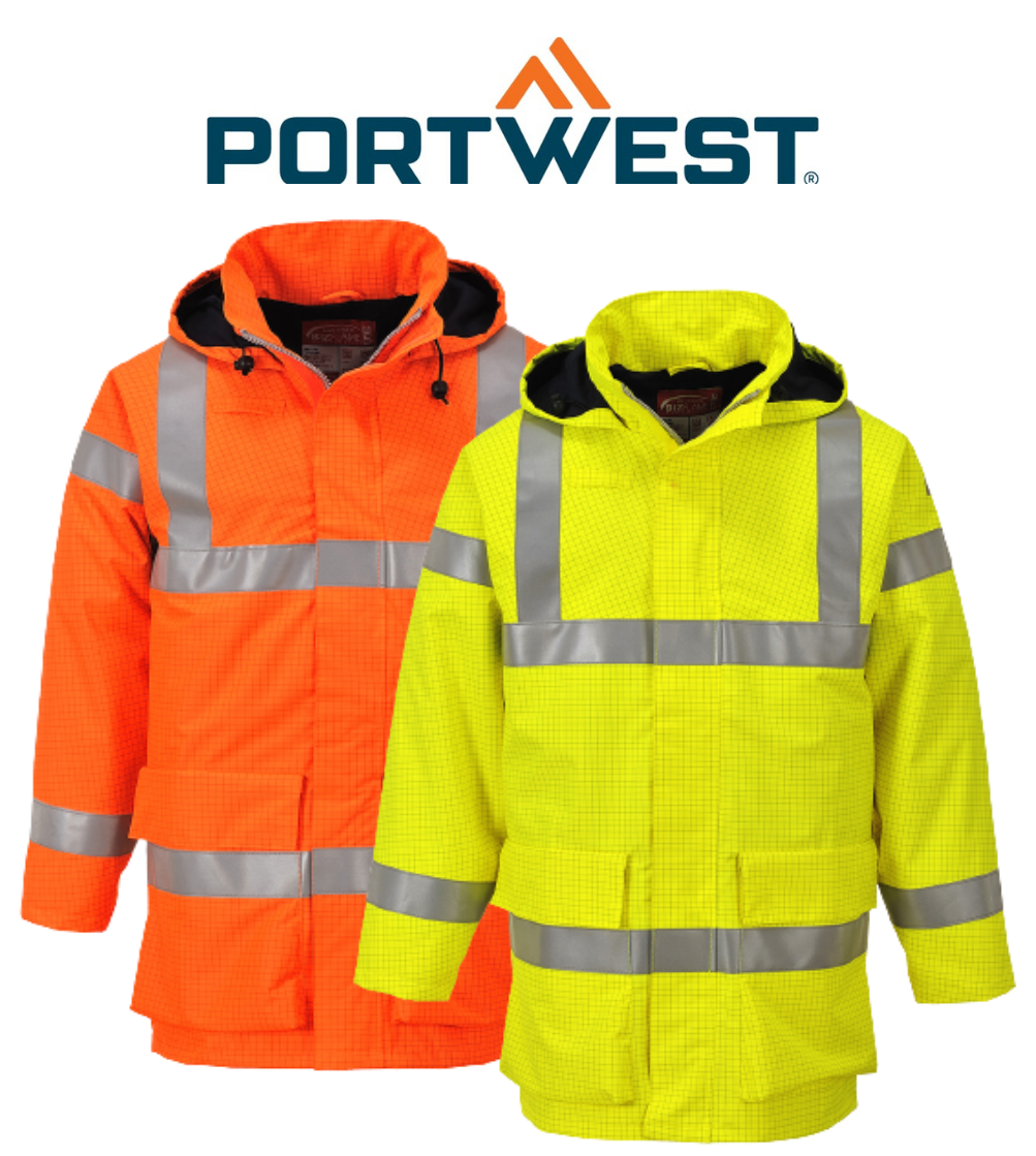 Portwest Mens Bizflame Rain Hi-Vis Multi Lite Jacket Flame Resistant Lining S774