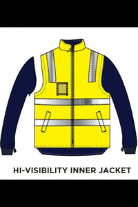 Mens Hard Yakka Foundations Hi-Vis Six 6 Way Jacket Reflective Tape Work Y06556