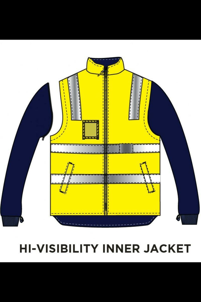 Mens Hard Yakka Foundations Hi-Vis Six 6 Way Jacket Reflective Tape Work Y06556
