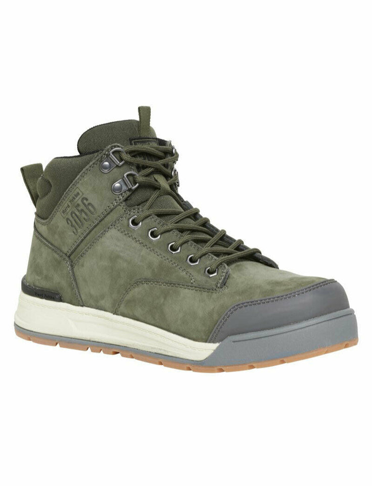 Hard Yakka Mens 3056 NS Street Olive Leather Work Safety Boots Memory Y60133