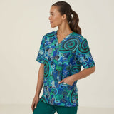 NNT Uniforms Unisex Warlu Indigenous Print Scrub Top V Neck Nurses Work CATRFR