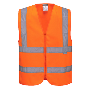 Portwest Hi-Vis Zipped Band & Brace Vest Reflective Taped Work Safety C375