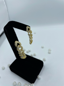 18K Gold Filled Cubin Link Chain Dangle Drop Earrings with CZ Stones