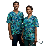 NNT Uniforms Unisex Warlu Indigenous Print Scrub Top V Neck Nurses Work CATRFR