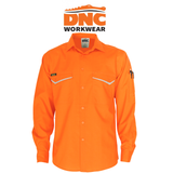 DNC Mens HiVis RipStop Cotton Cool Shirt L/S Lightweight Breathable Comfort 3584