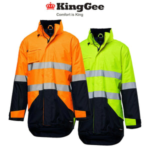 KingGee Anti Static Jacket Work Waterproof Hi-Vis Taped Hood Safety K55035