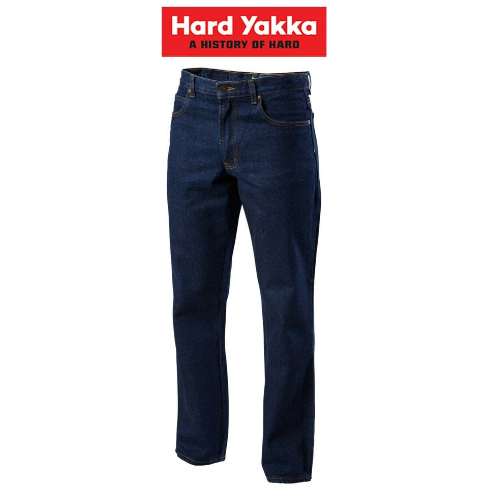 Hard Yakka Denim Jeans Work Pants Enzyme Wash Rigid Farm Heavy Duty Y03514