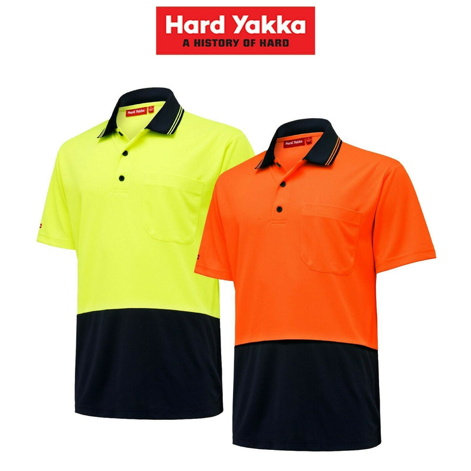 Hard Yakka Core Hi-Vis Micro Safety Cool Polo Work Shirt Tradie S/S Y19605