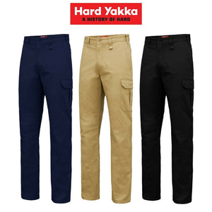 Hard Yakka Core Basic Cargo Stretch Cotton Drill Work Pants Tradie Y02597